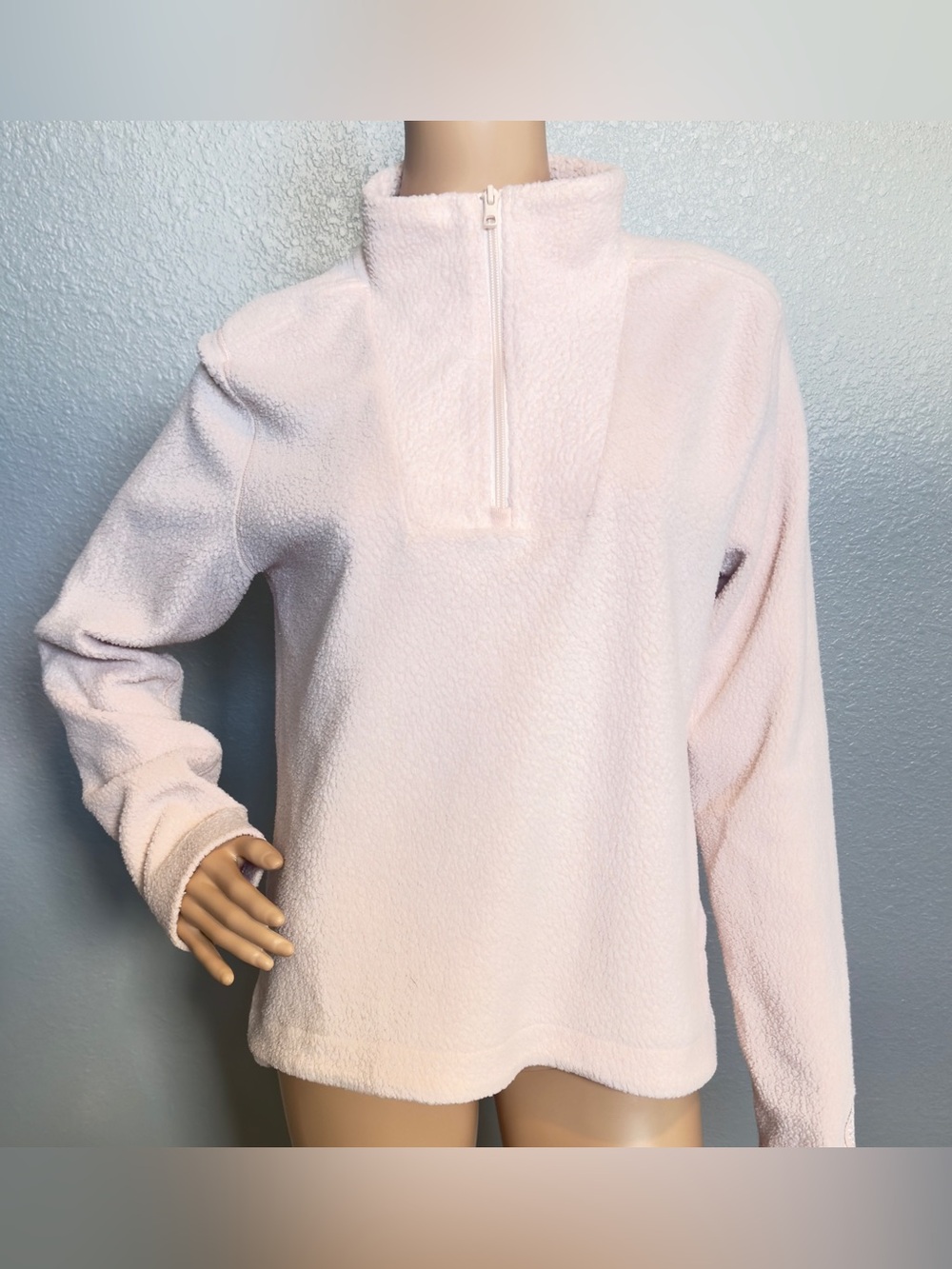 Stio Women's Pink Fleece 1/4 Zip Nibby Knit Sweatshirt Pullover Size M